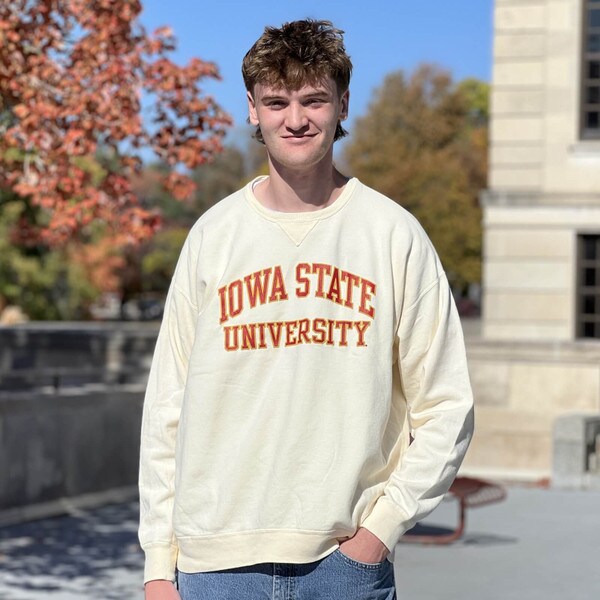 Comfort Wash Iowa State University Oatmeal Crewneck